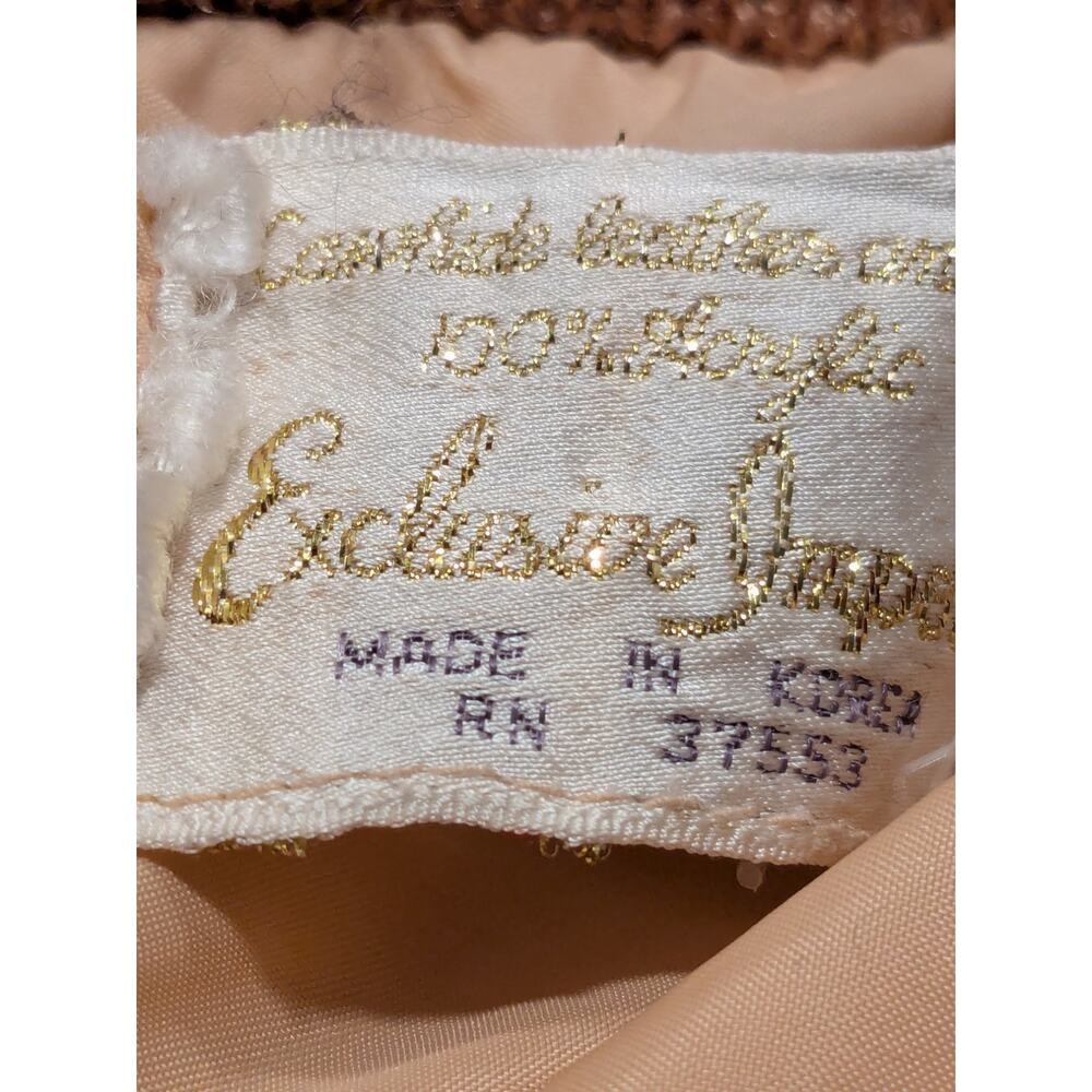 Vintage 70s Exclusive Imports Tan Leather Crochet Jacket Boho Hippy SZ M Korea - Picture 11 of 12